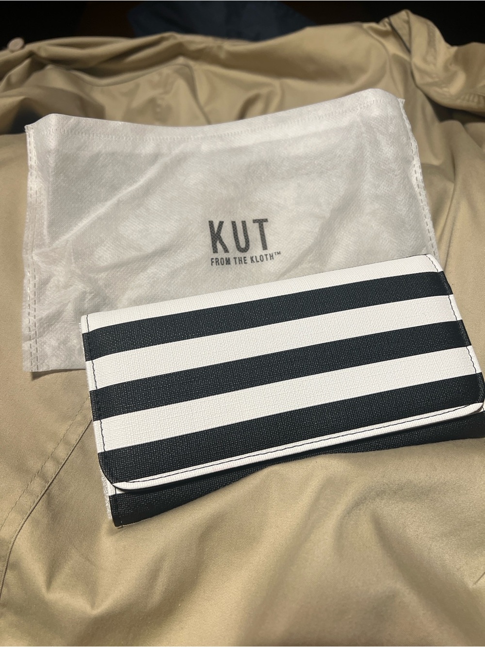 Kut from the Kloth Black and White Striped Continental Wallet